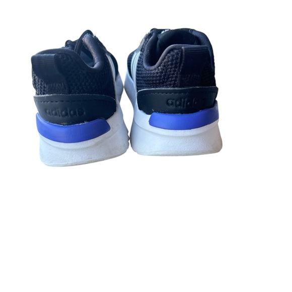 adidas Racer TR21 Sneaker tennis shoe Toddler size 5 black white and blue - Picture 3 of 6